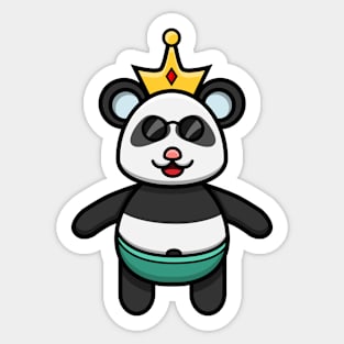 Sticker and Label Of Cute Baby Panda With Crown Sticker